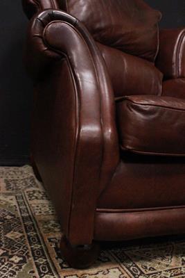 Poltrona modello bergere inglese in pelle marrone rossiccio - Foto 2