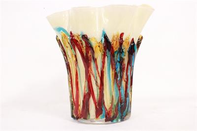 Vaso beige in vetro di Murano originale firmato Cammozzo