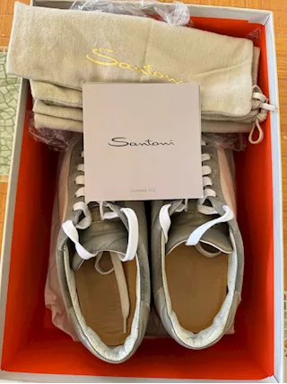 Scarpe Santoni grigio e verdi