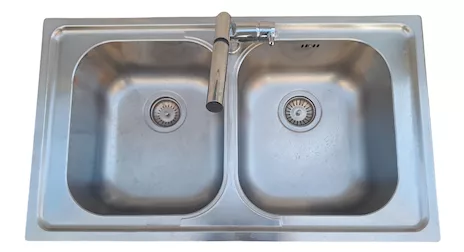 Lavello a doppia vasca in Acciaio inox Completo è inossidabi
