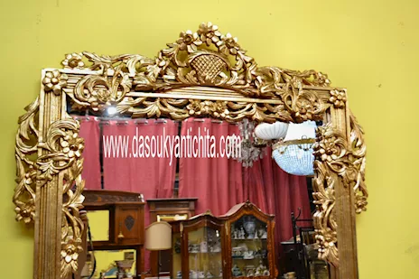 Specchiera dorata da terra alta 224 cm stile Barocco, in legno - Anteprima 3