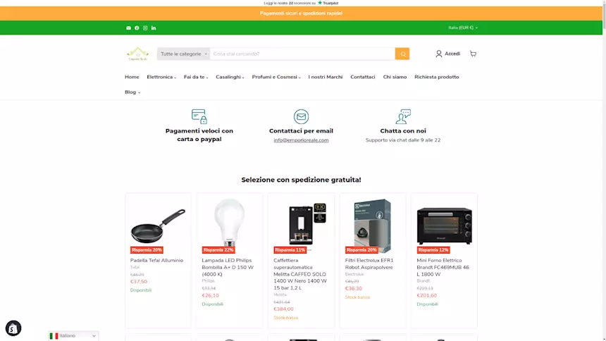 Sito ecommerce già avviato