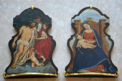 Dipinti, coppia di altarini devozionali del 1800
