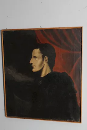 Dipinto olio tela XVIII Imperatore romano Giulio Cesare