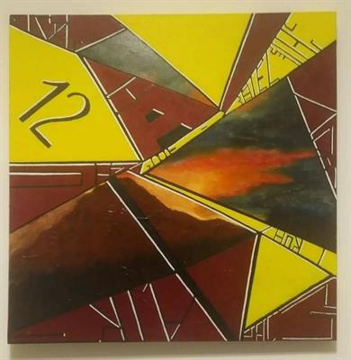 Quadro astratto geometrico olio su tela