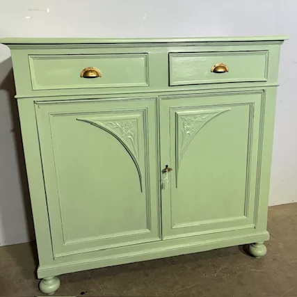 Antica credenza Liberty primi 900 laccata verde