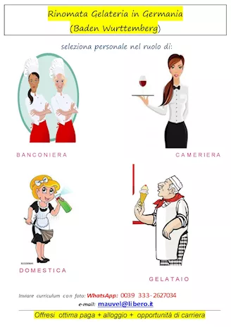 Banconiere/a - Cameriere/a di sala - Domestica x Germania