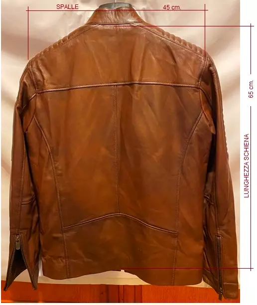 Foto 3 Giubbotto in pelle - uomo, color marrone tabacco, taglia l
