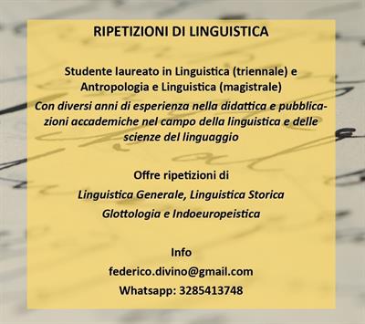 Ripetizioni di LINGUISTICA Generale e Storica