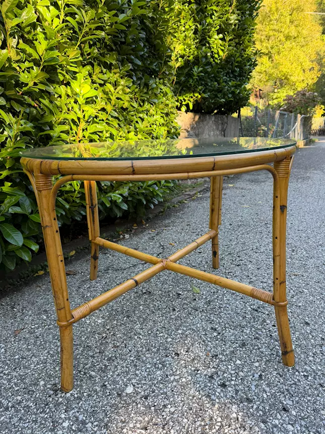 Tavolo rotondo Ø102cm in vero Bambù, tipo Vienna, in ottime condizioni - Foto 2