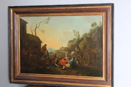 Antico dipinto olio su tela fiammingo
