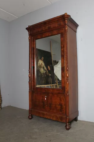 Antico armadio specchio Luigi Filippo lombardo 1840 noce