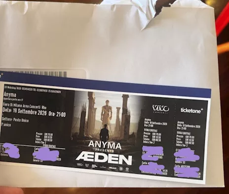 Due biglietti concerto Anymaa Milano