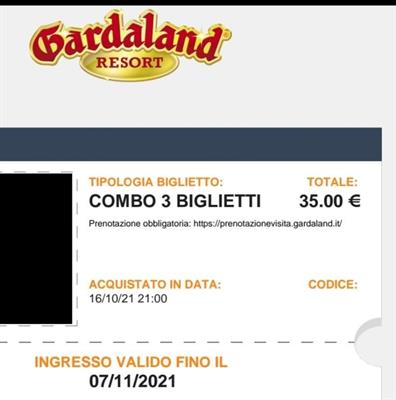 Biglietti Gardaland