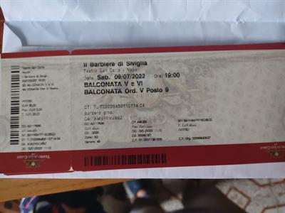 2 biglietti per Il Barbiere di Siviglia Teatro San Carlo