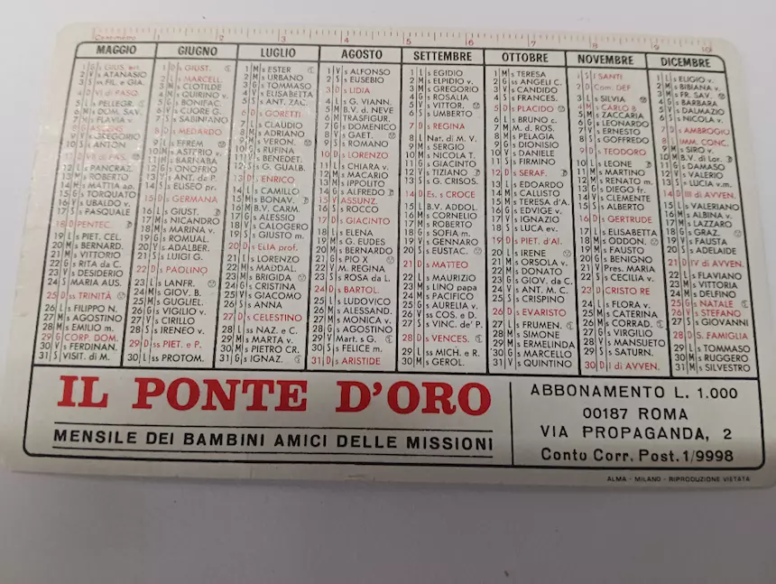 Foto 5 Calendario da portafoglio del 1975, ottime condizioni
