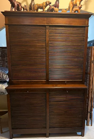 Credenza antica in due corpi con ante a serrande, ottime condizioni - Foto 6