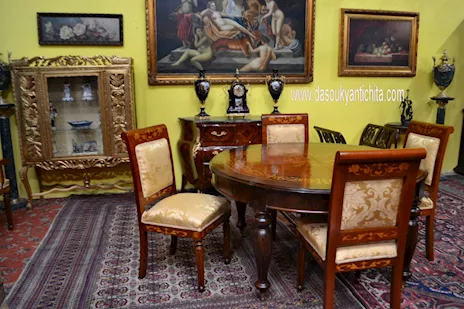Tavolo da Pranzo Intarsiato Allungabile fino a 404 cm