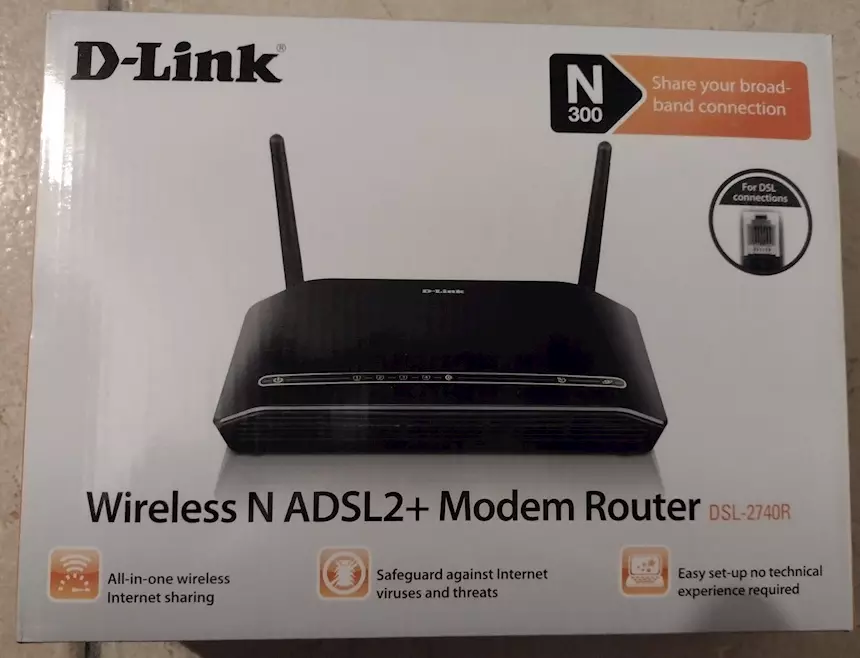 Modem router + wireless N ADSL2 D - Link. In omaggio filtro RJ11