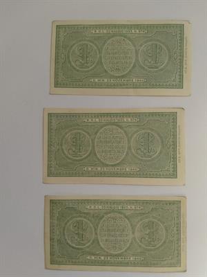 3 banconote da Una Lira del 1944, ottimo stato - Foto 2