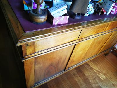 Scrivania antica in legno con piano in pelle - Foto 5