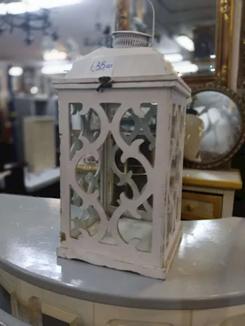 Lanterna Decorativa In Legno Bianco - 24998