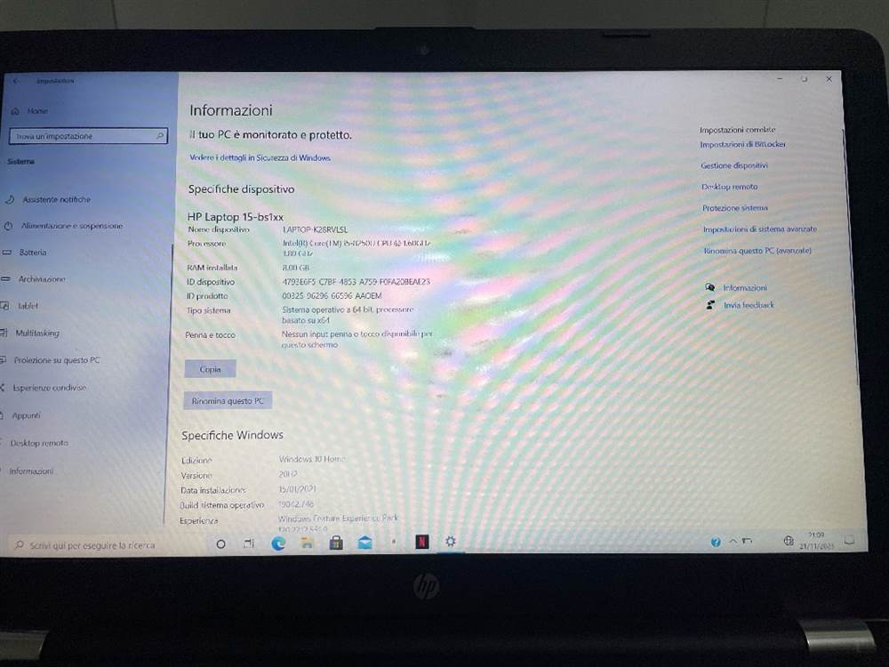 Notebook HP 15-BS1XX 8 GB