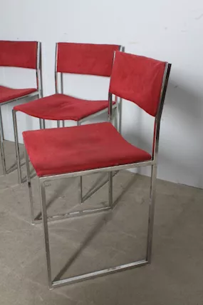 Quattro sedie cromante Willy Rizzo anni 70 .Design . Moderna - Foto 5