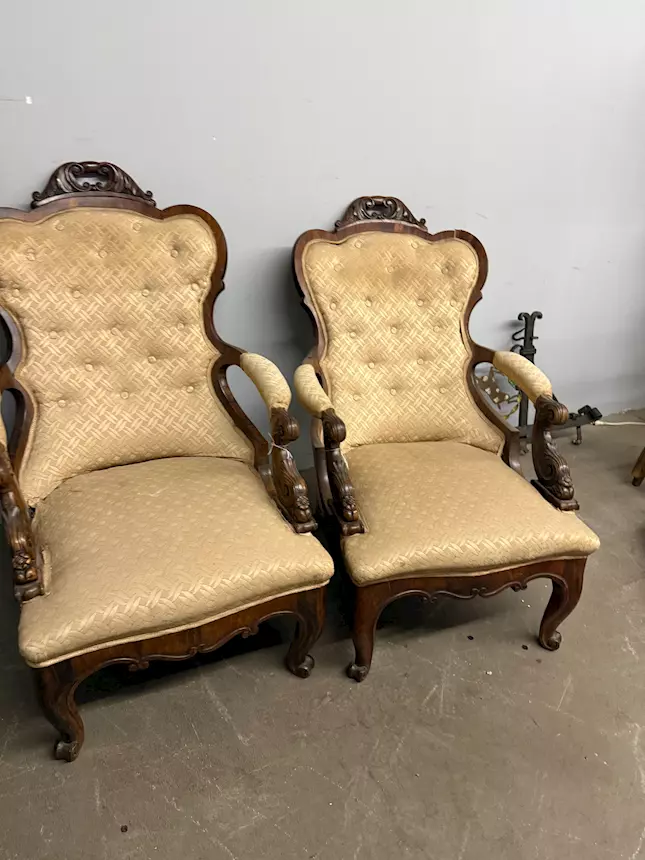 Antica coppia di poltrone da riposo, metà '800, 100x70 cm - Foto 2