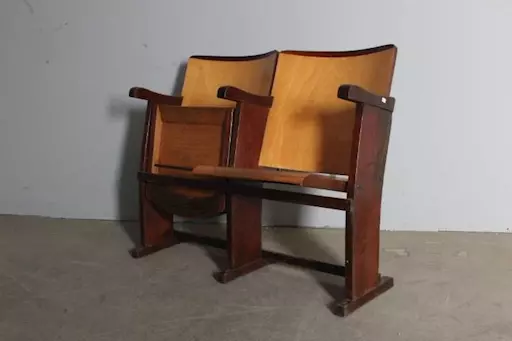 Coppia poltrone sedie da cinema ‘ 50 vintage in legno