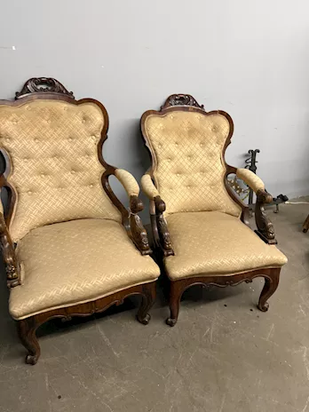 Antica coppia di poltrone da riposo, metà '800, 100x70 cm - Foto 2