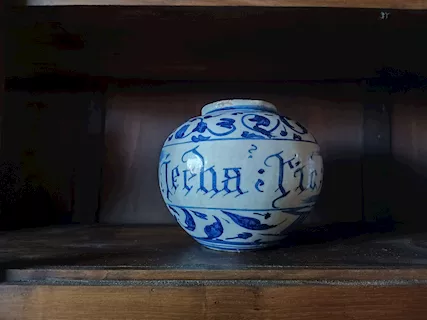 Antico vaso a boccia in maiolica, epoca XVIII sec farmacia, ottimo stato - Foto 4