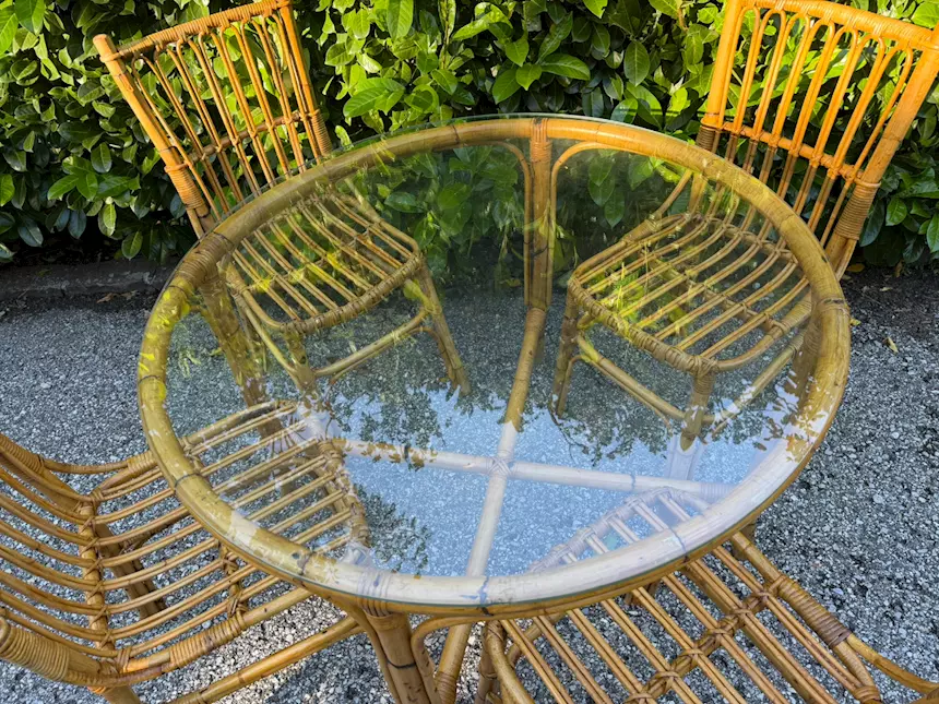 Tavolo rotondo Ø102cm in vero Bambù, tipo Vienna, in ottime condizioni - Foto 6