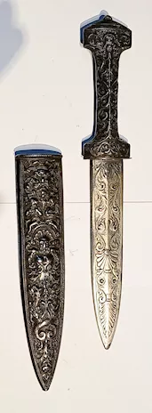 Pugnale antico XIX sec. placcato argento - Foto 2