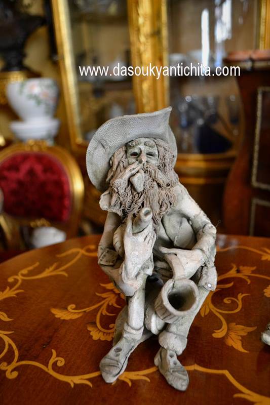 Coppia statuine anziani in terracotta firmate Caruso, in buone condizioni - Foto 5