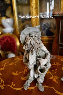 Coppia statuine anziani in terracotta firmate Caruso, in buone condizioni - Foto 5
