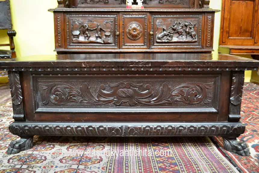 Cassapanca stile rinascimento, in legno massello - Foto 2