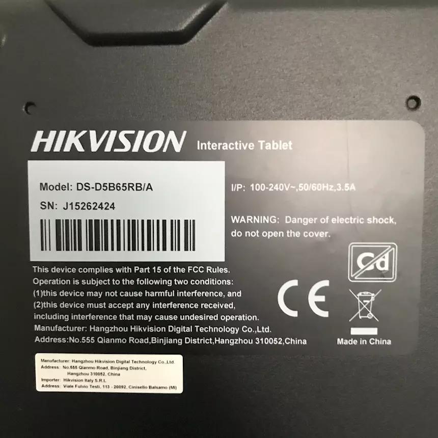 Foto 2Monitor Interattivo HIKVISION DS-D5B65RB/A