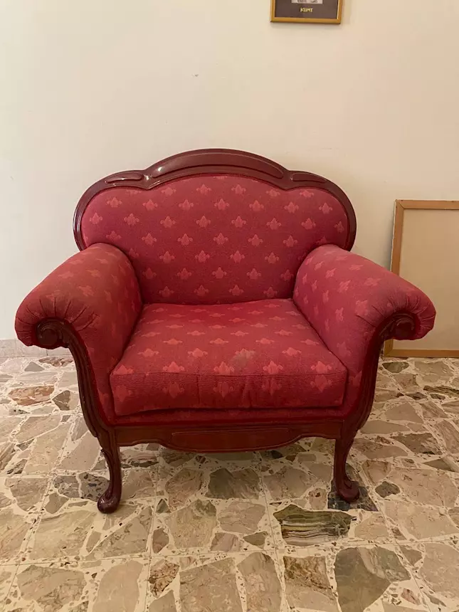 Tris salotto classico stile Luigi XV - divano e 2 poltrone, in legno - Foto 6