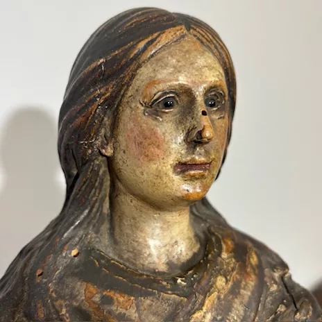 Antica scultura Lignea Vergine policrom
