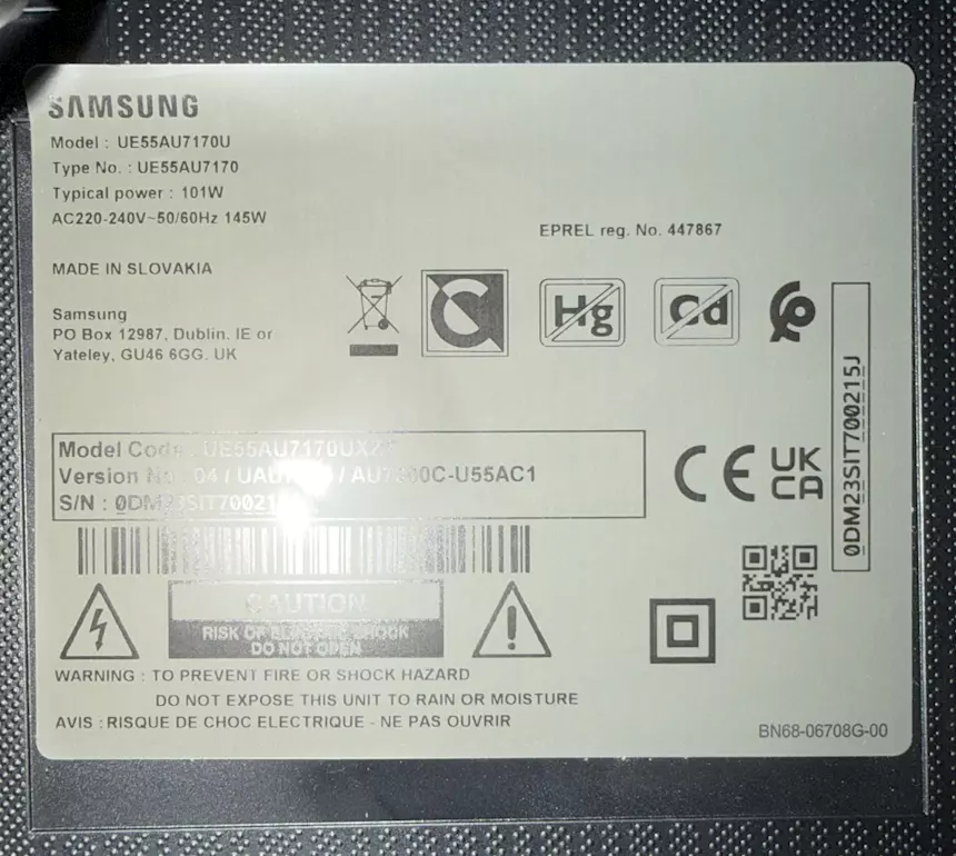 Foto 3Samsung Smart TV 55 4K UHD, modello UE55AU7170U
