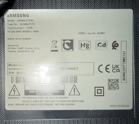 Samsung Smart TV 55 4K UHD, modello UE55AU7170U - Anteprima 3