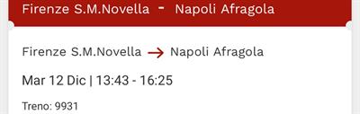Biglietto Italo Firenze Santa Maria Novella-Napoli Afragola