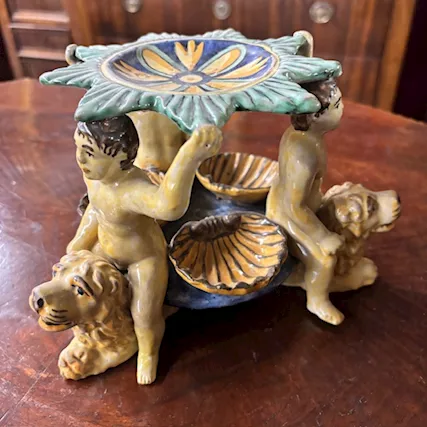 Antica Saliera in maiolica dipinta - Foto 4