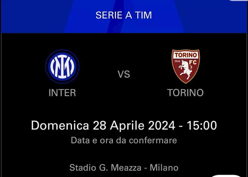 Biglietto Inter Torino 28 Aprile
