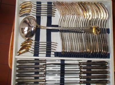 Servizio posate Louis XIV metal argentee 49 pezzi