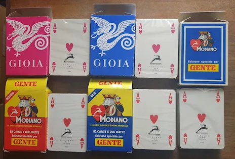 Lotto 5 mazzi di carte poker Modiano Gioia Gente