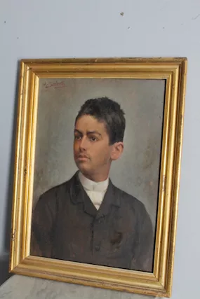 Antico Dipinto olio su tela 1890 “giovane “ Antonio Salvetti