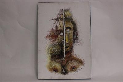 Quadro olio su tela di ritratto africano con firma