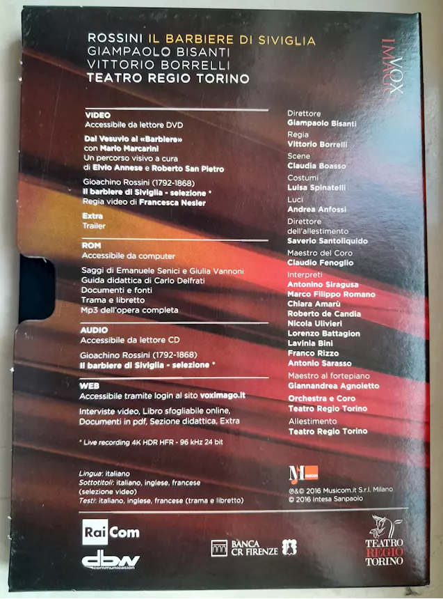 Foto 2DVD musicale il Barbiere di Siviglia di Rossini Giampaolo Bi, come nuovo